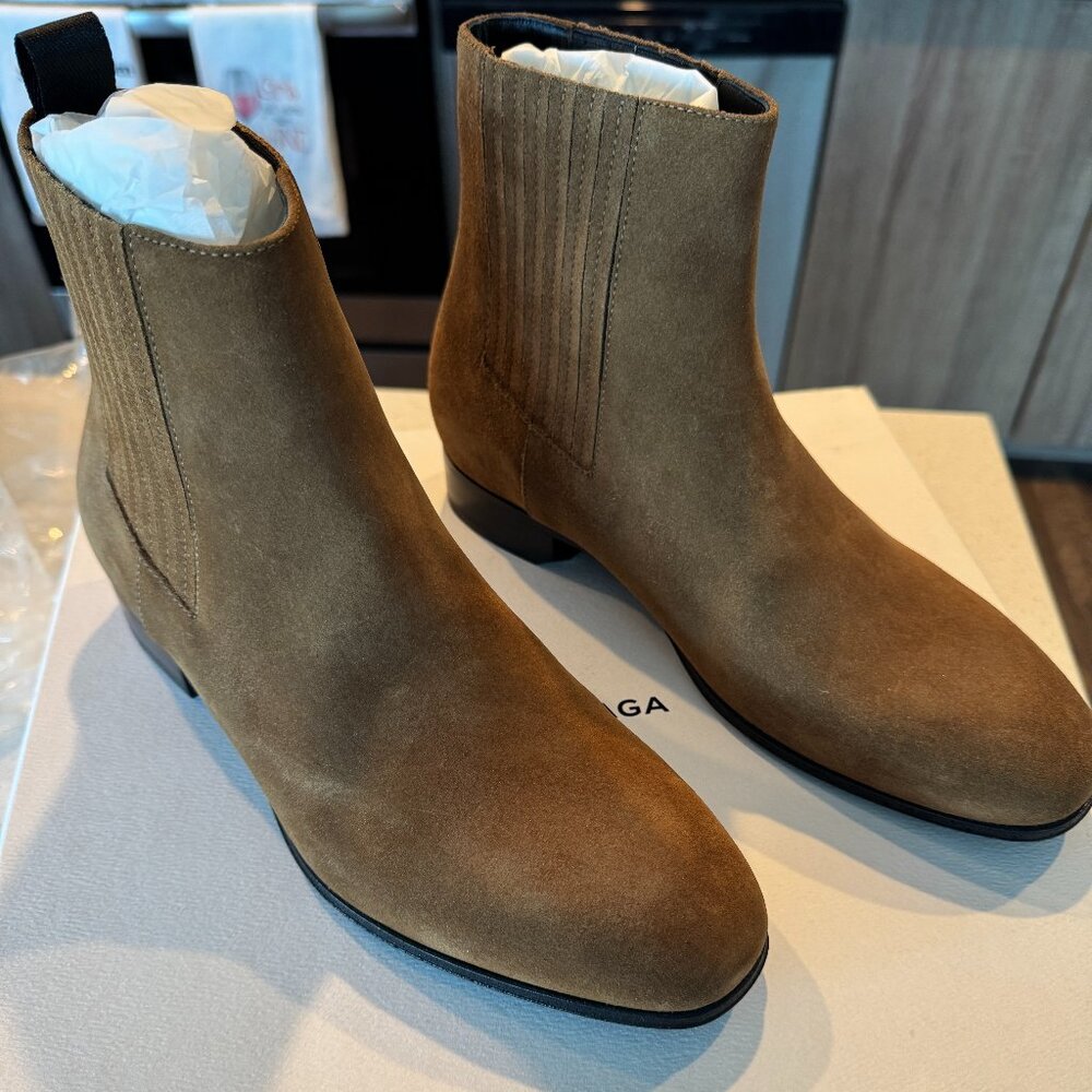 Balenciaga brown suede chelsea boots